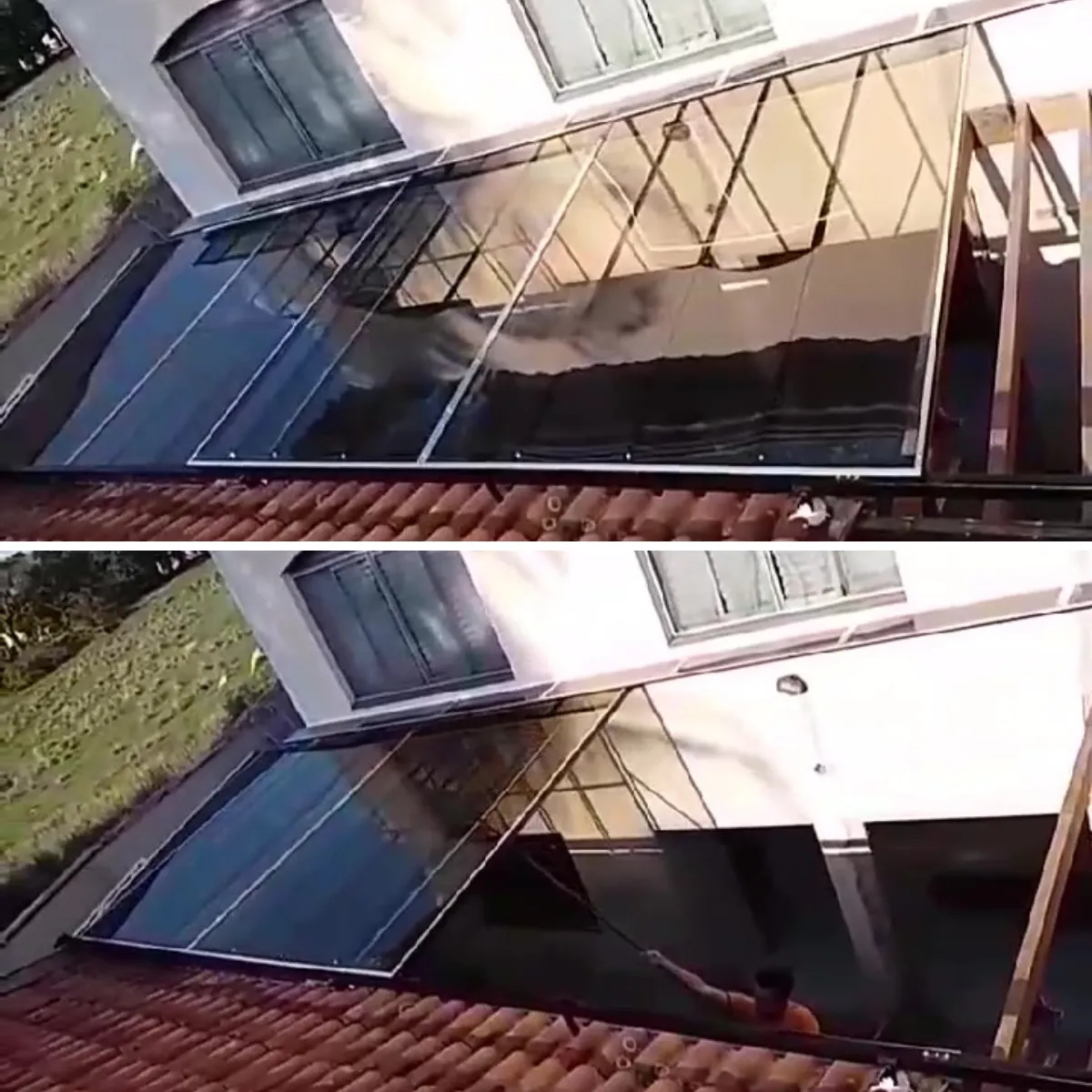 Cobertura Retrátil Policarbonato/Telha/Vidro em Valinhos SP — Cobertura em quintal residencial coberto