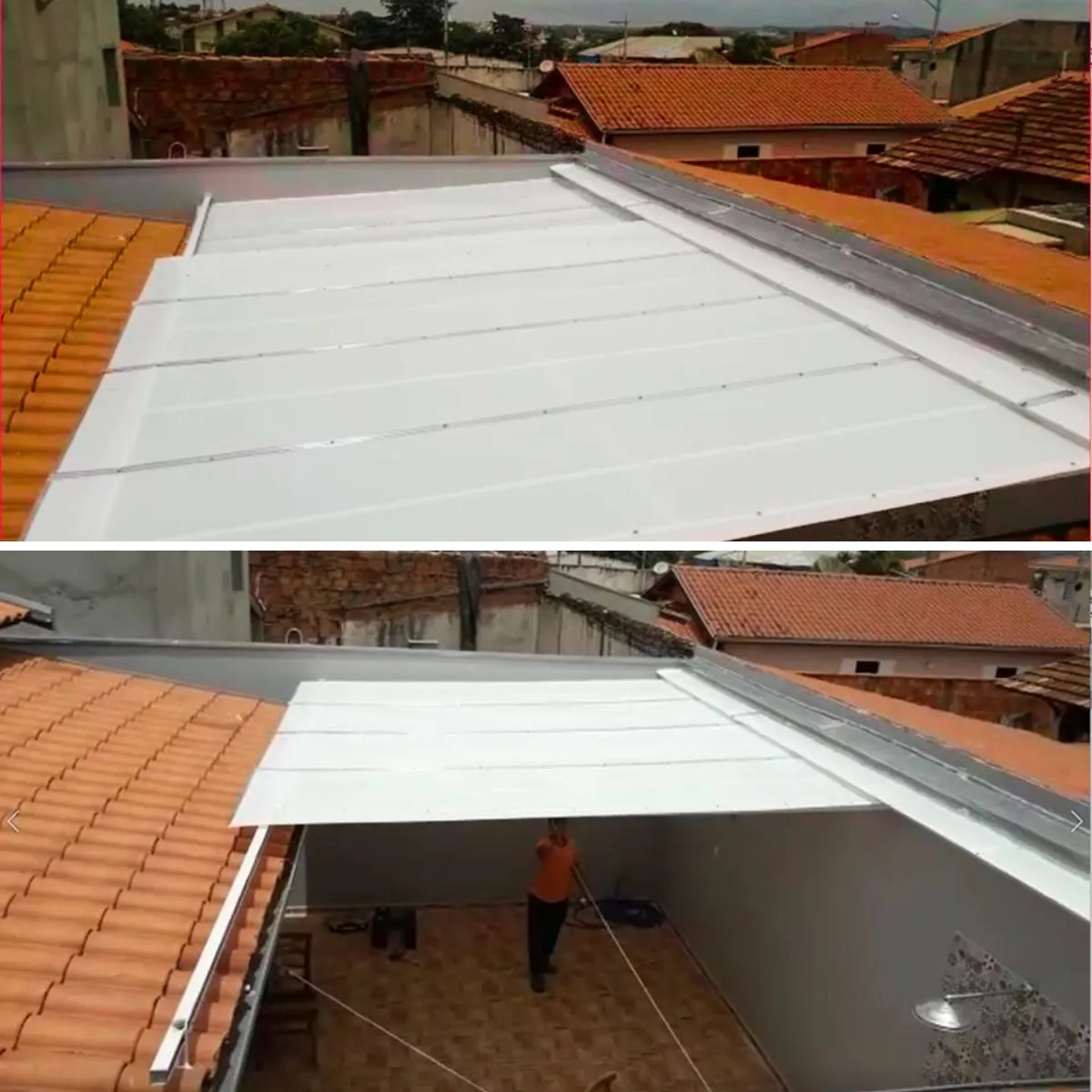 Reforma de Toldos e Coberturas em Valinhos SP — Cobertura com estrutura metálica reforçada